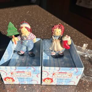 Kurt Adler Raggedy Ann & Andy Christmas Ornaments stocking and tree ornament